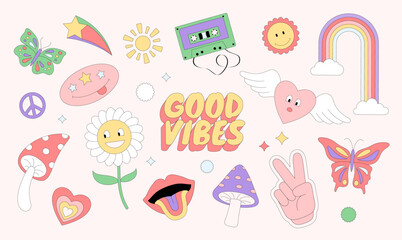 Set of 70s Style Objects and Elements