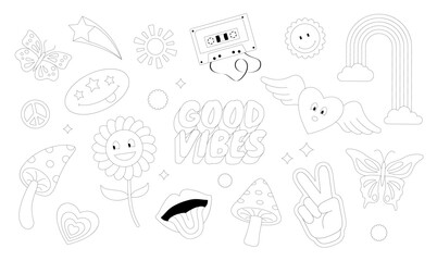 Set of 70s Style Objects and Elements