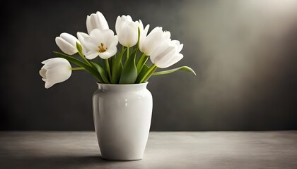 Elegance in Simplicity: White Tulip Flowers in a Unique Ceramic Vase