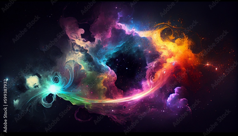 Wall mural illustration multicolor explosive galaxy and space generative ai