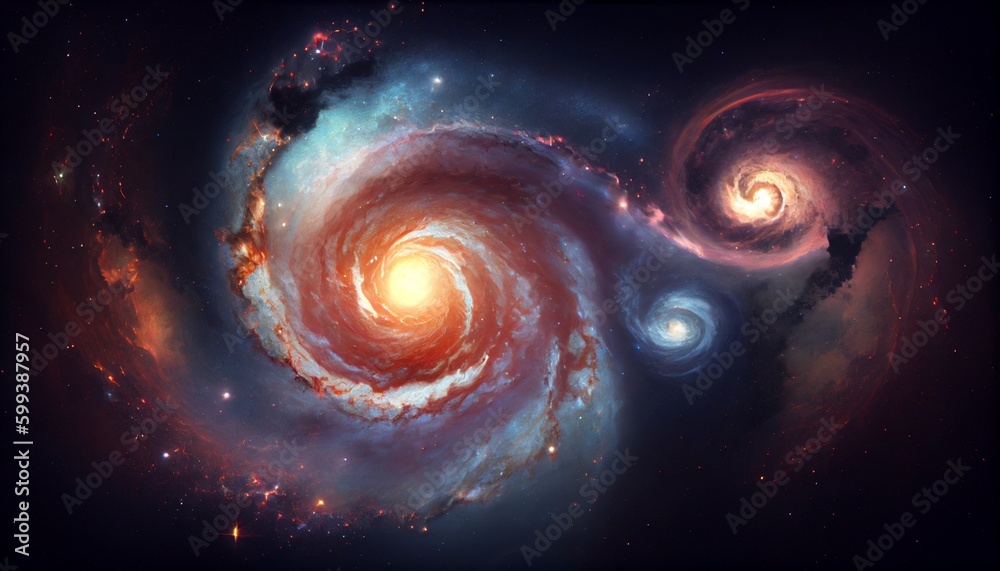 Wall mural illustration multicolor explosive galaxy and space generative ai