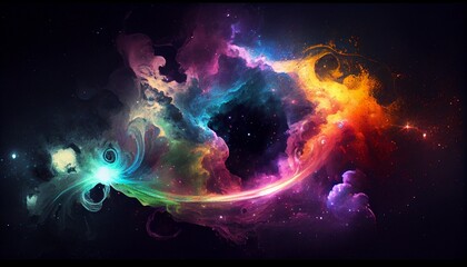 illustration multicolor Explosive galaxy and space Generative AI