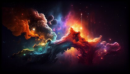 illustration multicolor Explosive galaxy and space Generative AI