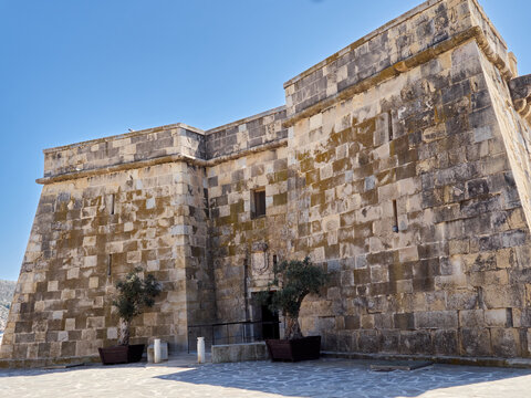 Castle or defensive tower of Moraira, a beautiful touristic town in the Mediterranean. Teulada, Alicante, Spain, Europe. It is currently a museum