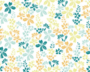 Wild field forget-me-not flowers repeat pattern vector design. Ditsy elegant