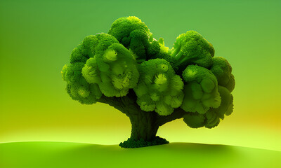 Broccoli Food-made Green Tree | AI Generated Wallpaper