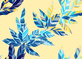 Beautiful striped leafage seamless wallpaper design. Simple floral summer fashion tissue