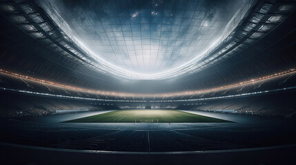 futuristic stadium with lights shining on it. Generative Ai
