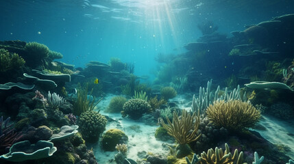 Fototapeta na wymiar Dazzling coral reef teeming with marine life Generative AI