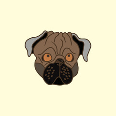  colorful illustration of a sad dog face