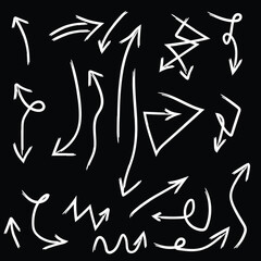White arrow arrows set hand drawn vector