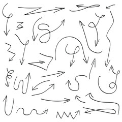 hand drawn arrows set on white background 
