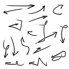 Obraz premium set of arrows hand drawn brush edition vector