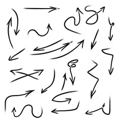 Arrows set hand drawn vector brush arrow 