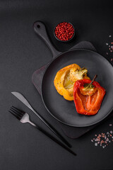 Delicious juicy grilled peppers with spices and herbs