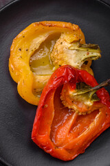 Delicious juicy grilled peppers with spices and herbs