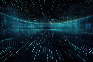 Fototapeta premium Abstract binary cyber circuit future graphic wallpaper. Binary code digital texture. Background for design as banner ads and presentation concept. 2D illustration. Generative AI