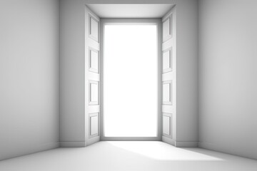 Obraz premium an empty room with an open door and natural light pouring in Generative AI