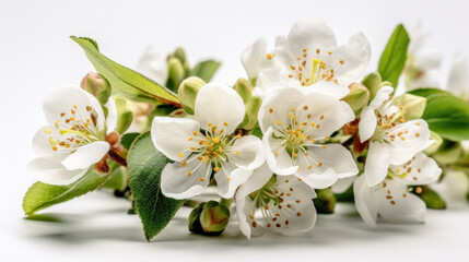 Fototapeta premium Serene Beauty: Cherry Blossoms on a White Background; generative ai