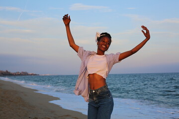 African girl on beach