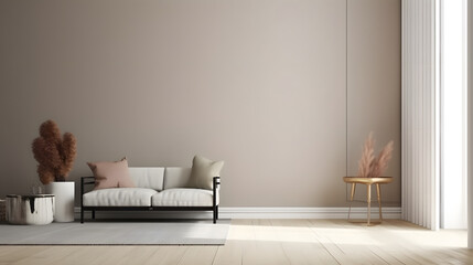 Fototapeta na wymiar Minimalist modern living room interior background, living room mock up.