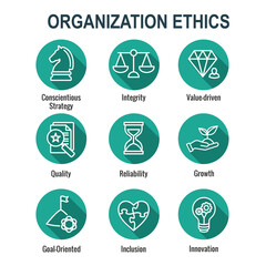 Business and Corporate Ethics Showing Company Values Icon Set