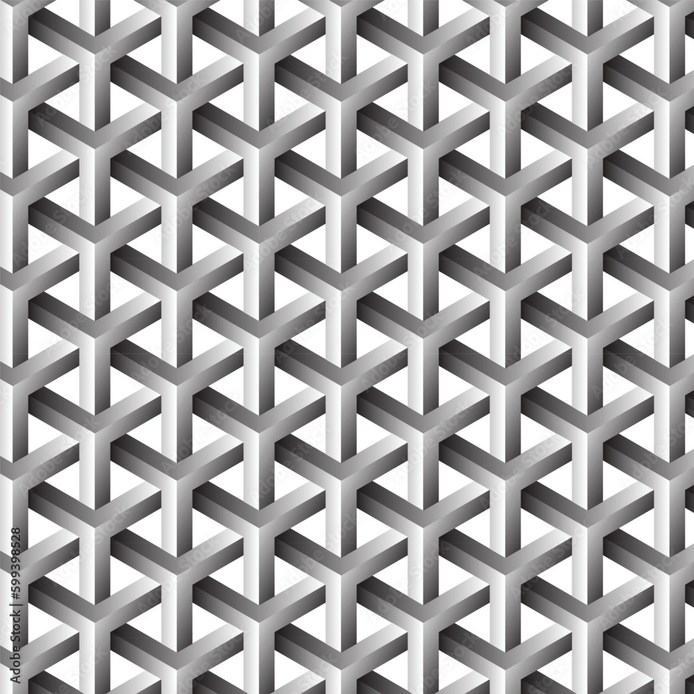 Poster abstract geometric 3d hexagonal silver pattern vector.