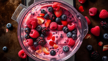 Fresh berry bowl a gourmet summer snack generated by AI