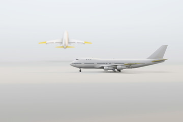 Airplane travel transportation concept on white background