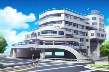 grand white architecture standing on the side of a road Generative AI