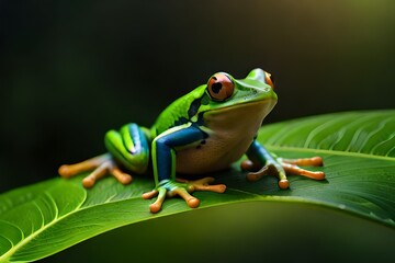 Naklejka premium frog on a leaf