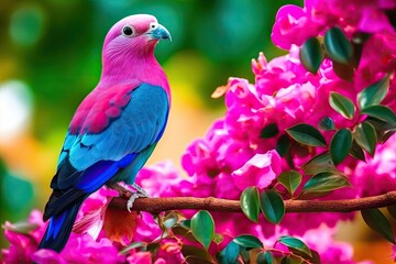 vibrant bird sitting on a tree branch Generative AI