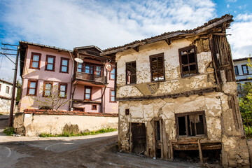 Tarakli, Sakarya, Turkey. Traditional old houses in Tarakli District. Beautiful historical houses.