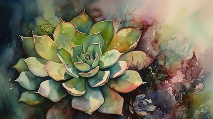 Succulent Splendor: A Watercolor Botanical Masterpiece