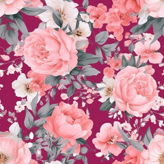 pink floral meadow seamless backgrounds