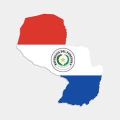 paraguay map with flag on gray background