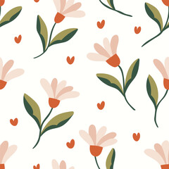 Cute vector floral seamless pattern. Colorful flowers background. Trendy repeat texture for fashion print, wallpaper or fabric.