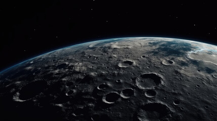 Obraz na płótnie Canvas View of Moon from space. 3d rendering, background, wallpaper. Generative AI. 