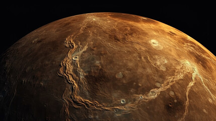 View of Venus from space. Diptych, triptych background, wallpaper. Generative AI.