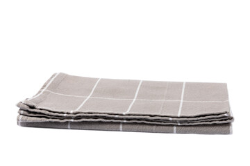 Kitchen towel .Checkered napkin isolated on white background. Picnic towel. Home textiles. Folded cloth.Food serving design element. Square napkin.