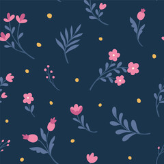 Seamless floral vector pattern design. Delicate botanical texture.