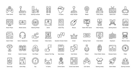 Gaming Thin Line Icons Browser Game Console Outline Icons in Black