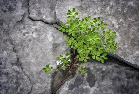 green moss on stone wall, generative ai © Кирилл Шаповал