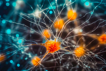 An image of neurons involved in the processing of pitch perception, such as those in the auditory cortex. Generative Ai.
