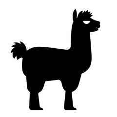 black silhouette of animal llama or alpaca created with Generative AI technology
