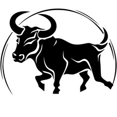 animal mammal bull logo black and white silhouette created with Generative AI technology