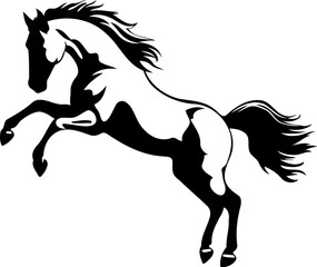 animal horse rearing black and white silhouette created with Generative AI technology
