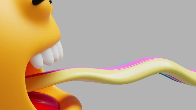 Abstract character burping a rainbow. Allegory ha a child's mood.