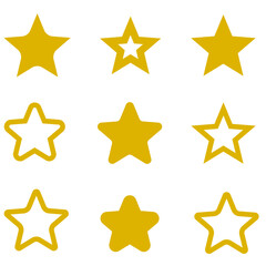 golden star icon set, pack of nine golden star icons