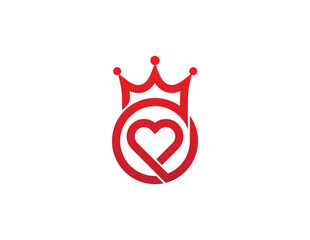 Crown Heart Love Logo Concept sign symbol icon Design. Health Care, Medical, Valentine's Day Logotype. Vector illustration logo template